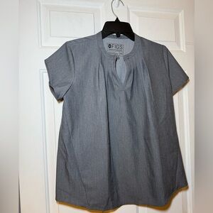 FIGS Technical Scrub Top V-Neck Pleated Medical Nurse Doctor Gray XXS